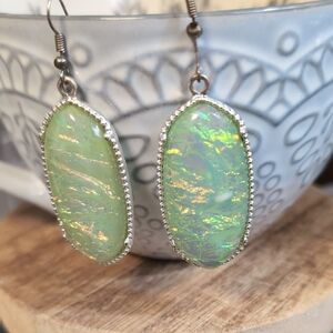 Dazzling Green Opal Style Drop Earrings